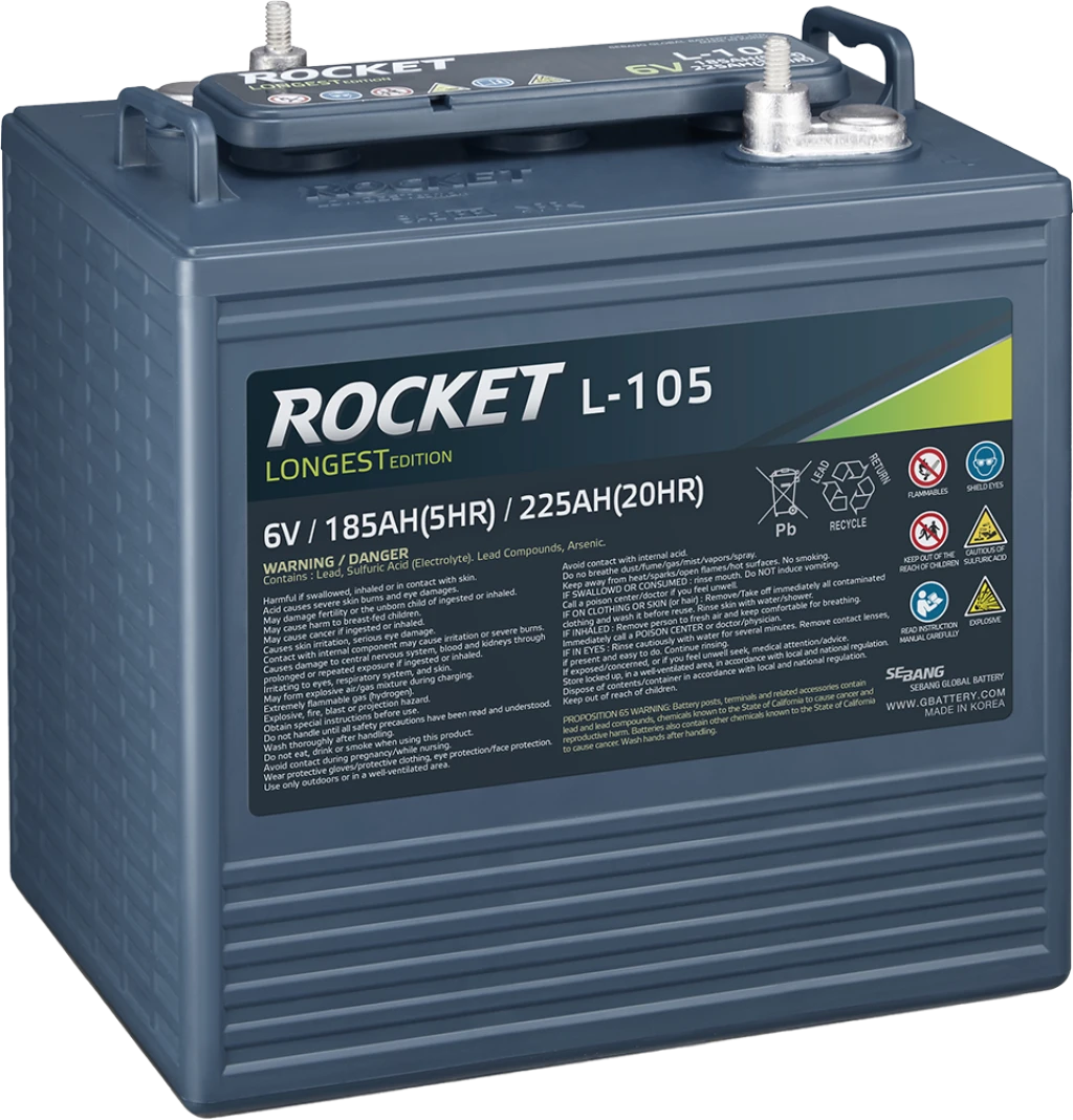 Rocket L-105 Deep Cycle 6V 225Ah Batterie für Arbeitsbühnen und Golfcarts